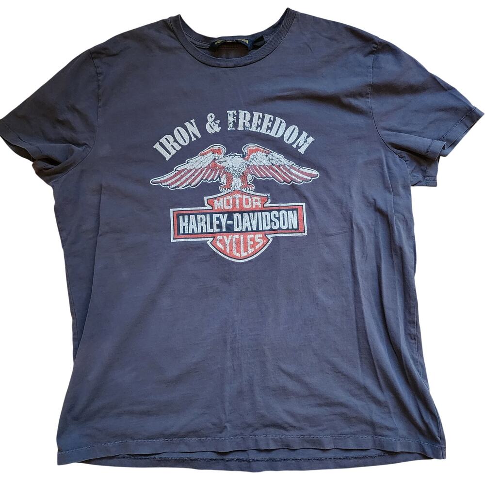 Harley Davidson T-shirt Mens Size 2XL Gray Iron Freedom Motorcycles Short Sleeve